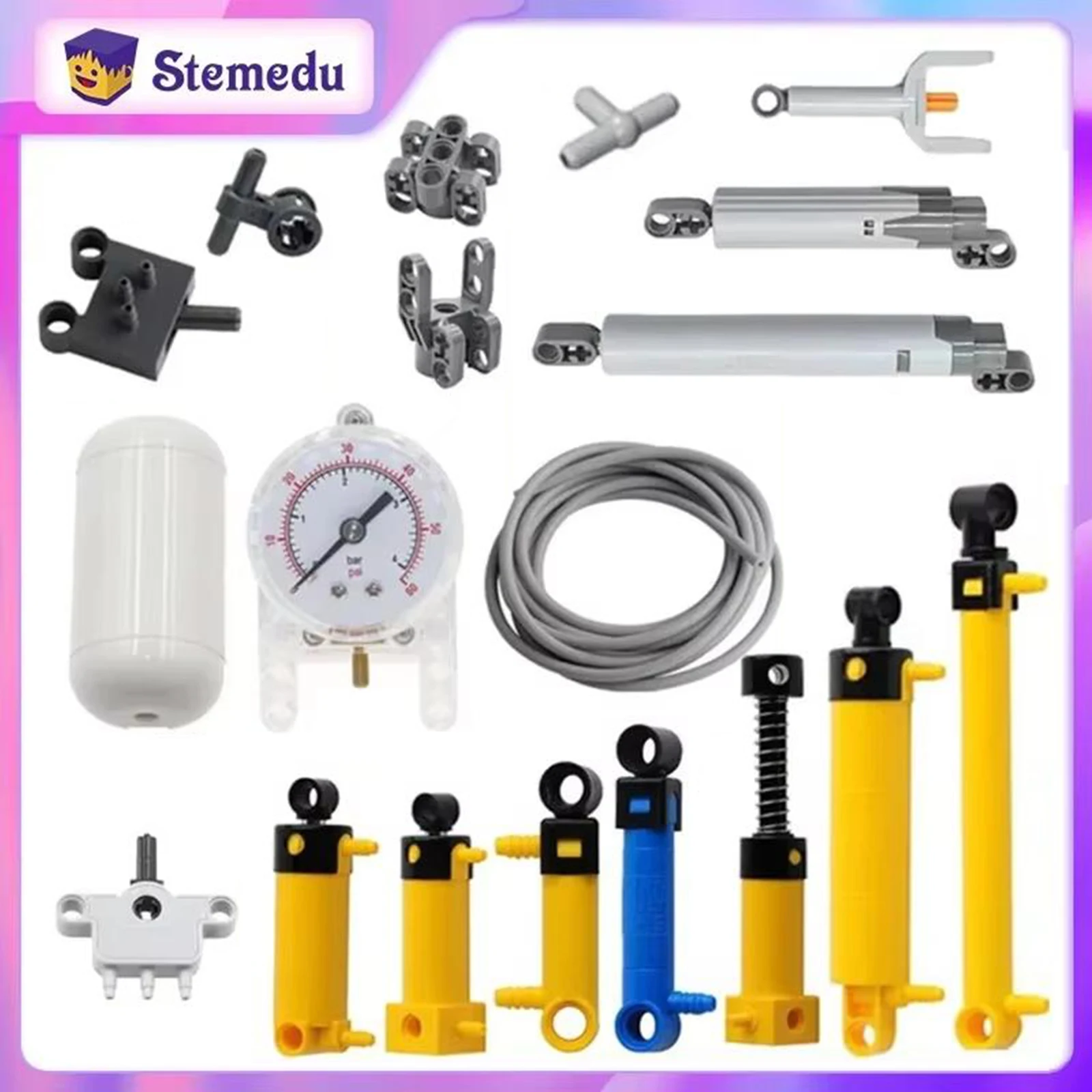 Pneumatic Cylinder Pump Technic Parts - MOC Pneumatic Kits Technical Parts Cylinders