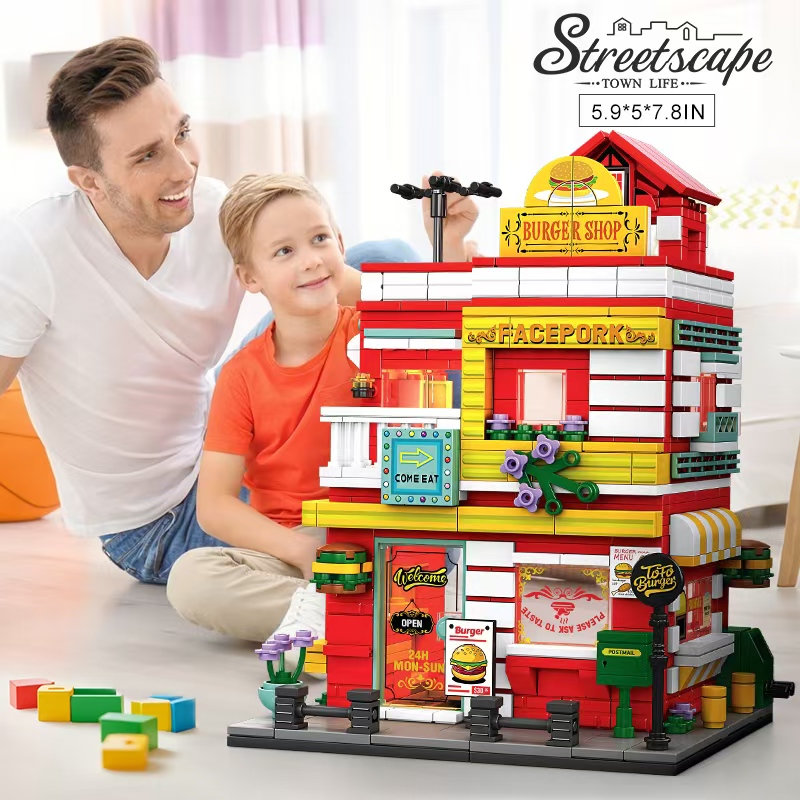 City Street View Burger Shop M - đánh giá và giá Moc Modular Building Street View Bricks