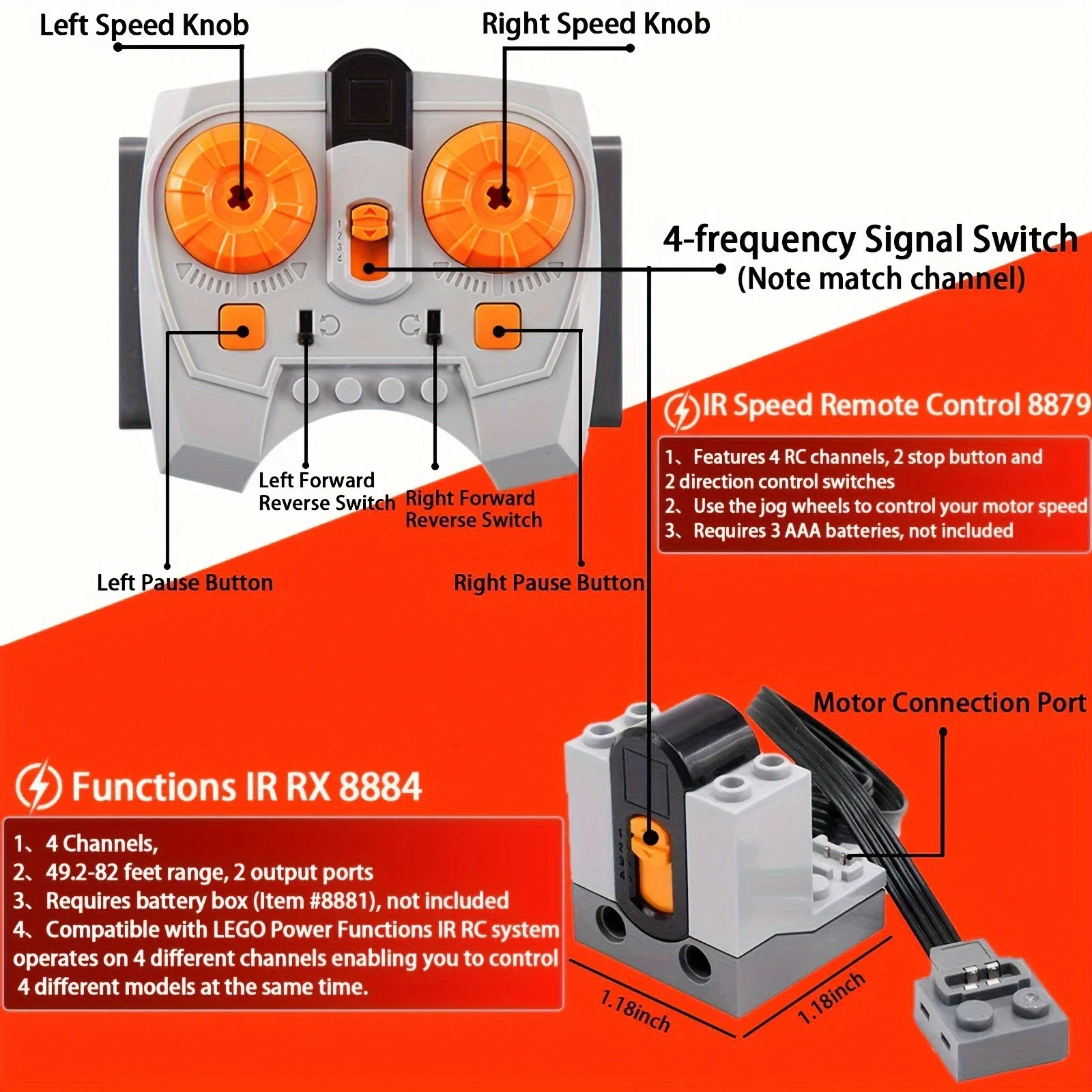 MOC Technical Parts Power Func - đánh giá và giá Power Functions Motor Battery Box Remote